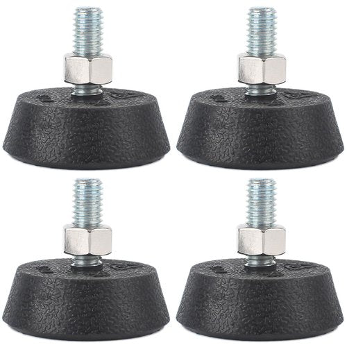 (4 Pack) for Peloton Exercise Bike Support Foot Pad, Upgraded Stainless Steel 3/8" Leveling Screws, Rubber Swivel Non-Slip Shock-Absorbing, Easy Install Replacement Parts