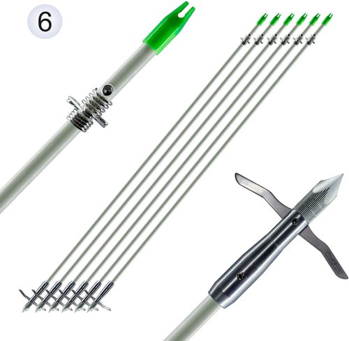 maifield Bowfishing Head Carbon/Glass-Fiber Arrow Shafts 2 Mechanical Barbs 2.5" Holding Area Archery Broadhead Fits 5/16" Fiberglass Arrow Shaft 3/6 PK