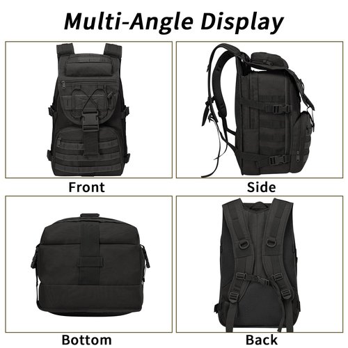 Wesoke 35L Military Tactical Backpack Black Large Army 3 Day Assault Pack Bag for Men, 35 Liter Molle Backpack Daypack for Man Women, Big Camping Backpack Hiking Rucksack for Outdoor Travel Climbing