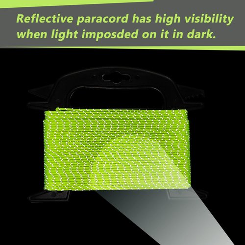 LUYADIN 2mm Reflective Guyline Camping Paracord, 65 Feet 240lb Ultralight Thin Cord Rope for Tarp Rain Fly Tent Camping (Green)