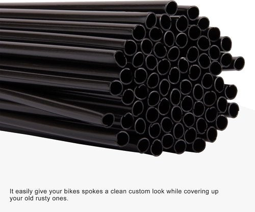 GOOFIT 72Pcs Motorcycle Spoke Skins Covers Coats Wheels Trim Cover Pipe Decorative Protective Wraps Kits for SUV Bicycle Off-Road Dirt Bike (Black)