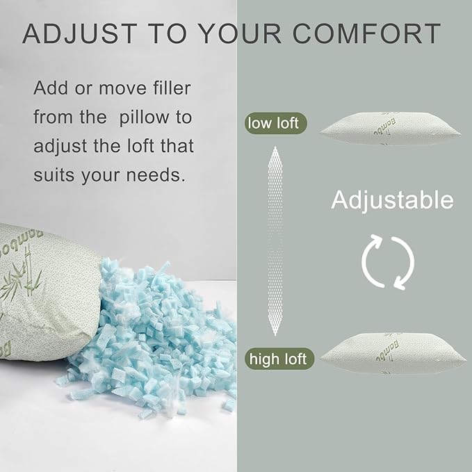 Camping Pillow for Sleeping 2 Pack,Small Travel Pillow,Shredded Memory Foam Pillow Packable with Storage Bag,Soft Cover,Portable Small Pillow for Camp Backpacking Hiking Gear&Accessories