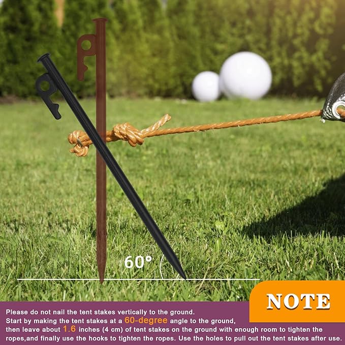 12 inch Tent Stakes,Metal Heavy Duty Camping Stakes for Outdoor Canopy and tarp ,10 Pack with Portable Bag