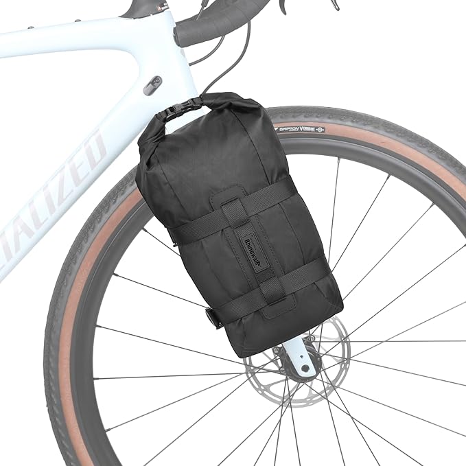 Rhinowalk Bike Front Fork Bag - Waterproof Pannier Saddle Bag - 6.5L for E-Scooter, Mountain, Road Bike Accessories - Black