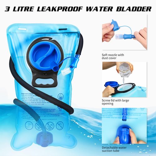 Hydration Backpack with 3L Water Bladder, Insulated Running Hydration Pack Hydropack, Lightweight Water Backpack for Hiking Cycling Camping Biking for Men Women