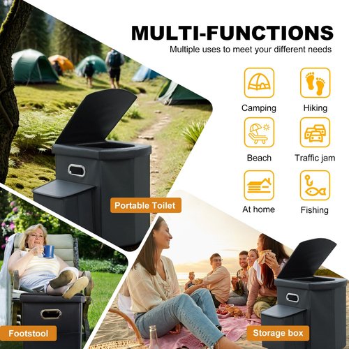 Ann Katy Upgrade XL Portable Toilet for Adults, Extra Large Portable Travel Floding Toilet, Camping Tall Toilets with Lid for Adults and Kids Compact Potty for Car,Hiking,Beach and Camping