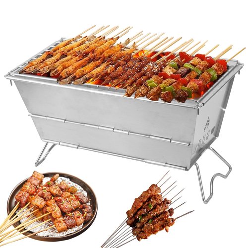 SOPHREPT Portable Charcoal Grill, Stainless Steel Barbecue Grill, Compact Folding Design, Resistant High Temperature, Easy To Clean