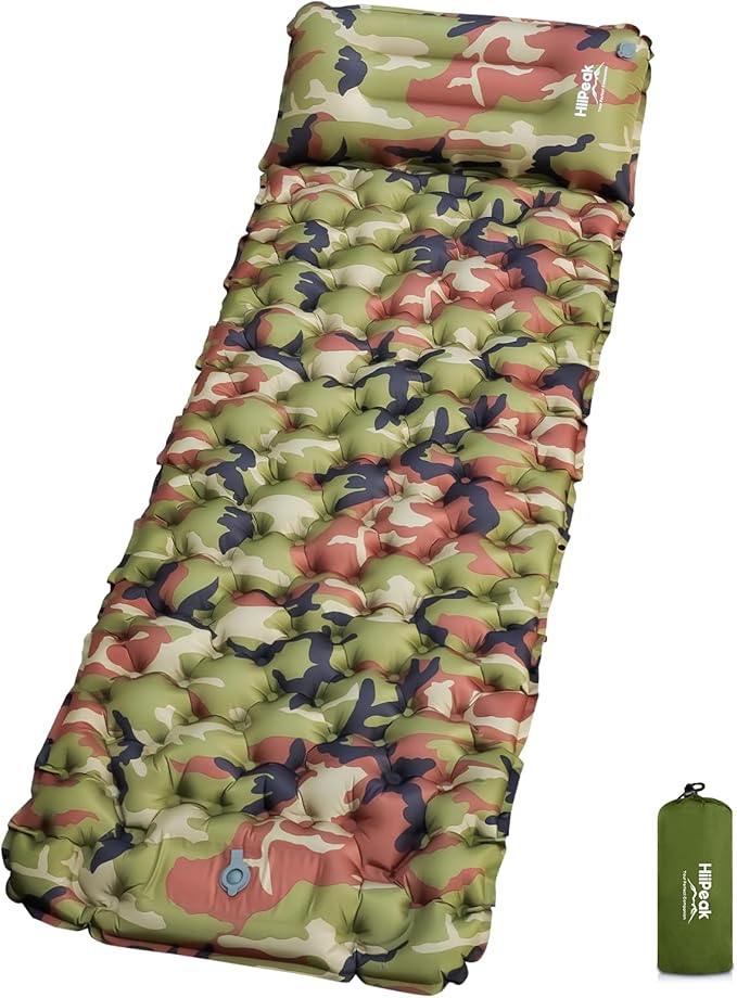 HiiPeak Sleeping Pad - Ultralight Inflatable Sleeping Mat with Built-in Foot Pump, Durable Compact Waterproof Camping Air Mattress for Camping, Backpacking, Hiking, Tent Trap Traveling