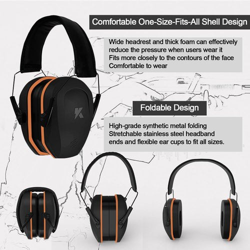 ucho 34dB Shooting Ear Protection - Maximum Hearing Protection for gun range, Slim Passive Noise Reduction Earmuffs