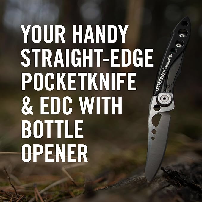 LEATHERMAN, Skeletool KB Pocketknife with Straight Edge, Stainless Steel Blade and Bottle Opener, Verdant Green