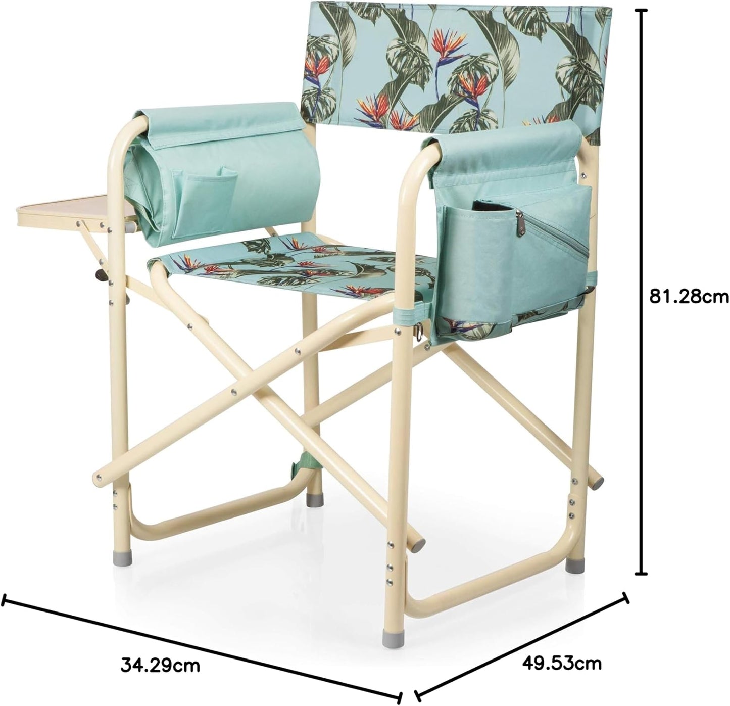 Picnic TIME Outdoor Directors Chair with Side Table, Beach Chair for Adults, Camping Chair with Table