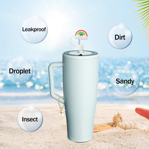 Compatible with Brumate Era Cup Accessories, 4PCS 12mm Cute Straw Cover Cap for Brumate Era Straw Toppers, 2PCS Butterfly Letter Charms for Brumate Cups 30&40 Oz with Handle(K)