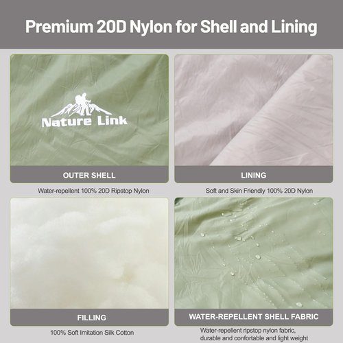 Nature Link Ultralight Backpacking Sleeping Bag 1.77lbs, Warm Weather Sleeping Bag 50℉-63℉, Nylon Shell and Lining, Waterproof, Compact and Lightweight for Backpacking Camping Hiking