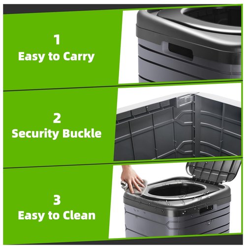 Sckee XXL Portable Toilet for Adults,16'' Tall Camping Toilet with Lid and Carry Bag, Heavy-Duty Portable Potty for Camping, Hiking, Car Travel,Truck, RV, Boating, Road Trips, Beach