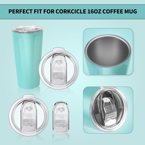 UXIETIN 2PCS Spill Proof Replacement Lid Compatible with Corkcicle 16OZ Travel Coffee Tumbler(FIT 16OZ ONLY)