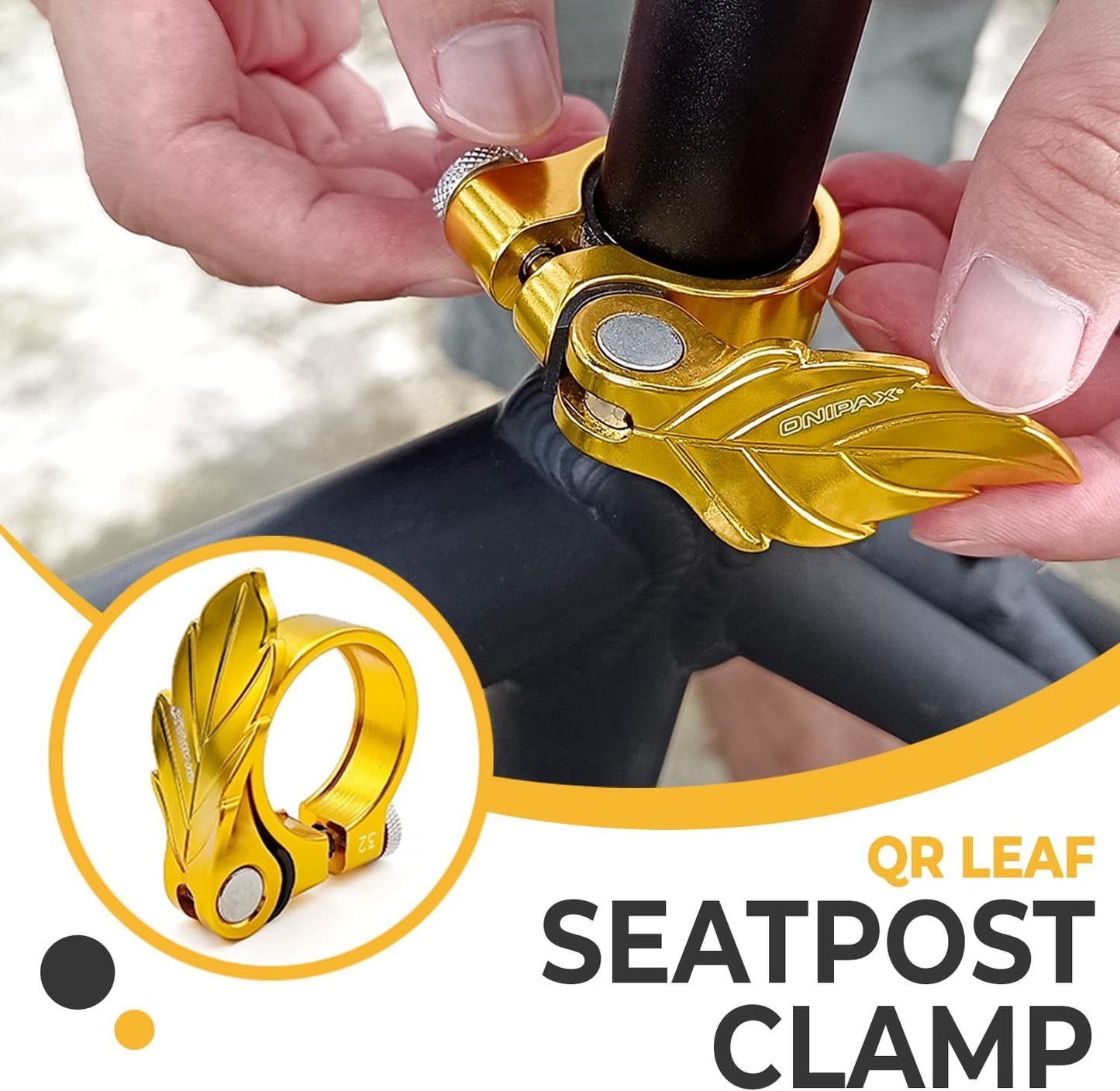 ONIPAX Bike Leaf Seatpost Quick Release Clamp Collar Aluminum Alloy 32mm/35mm