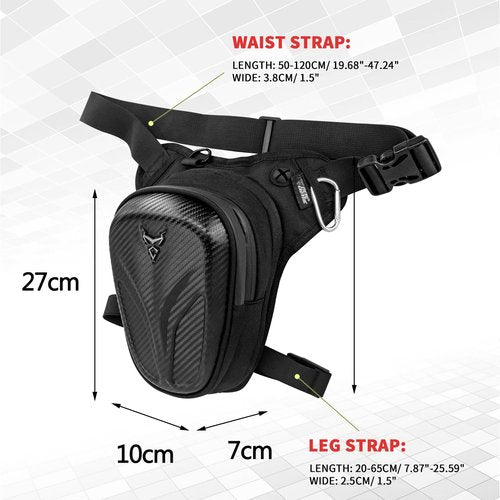Vechkom Waterproof Thigh Bag Motorcycle Waist Drop Leg Bag for Men Big Capacity Waist Pack, Multifunctional Multi-Pocket Thigh Bag for Hiking Climbing Carbon Black