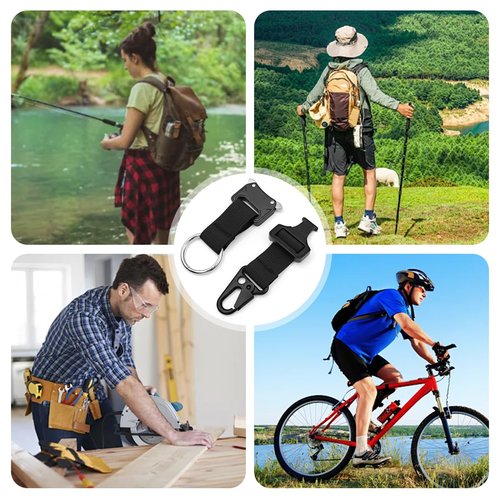 HADEEONG Quick Release Large Keychain, Keychain with Heavy Duty Metal Buckle and Ring Military Keychain for Camping, Hiking, Fishing and Key Organizer, Black