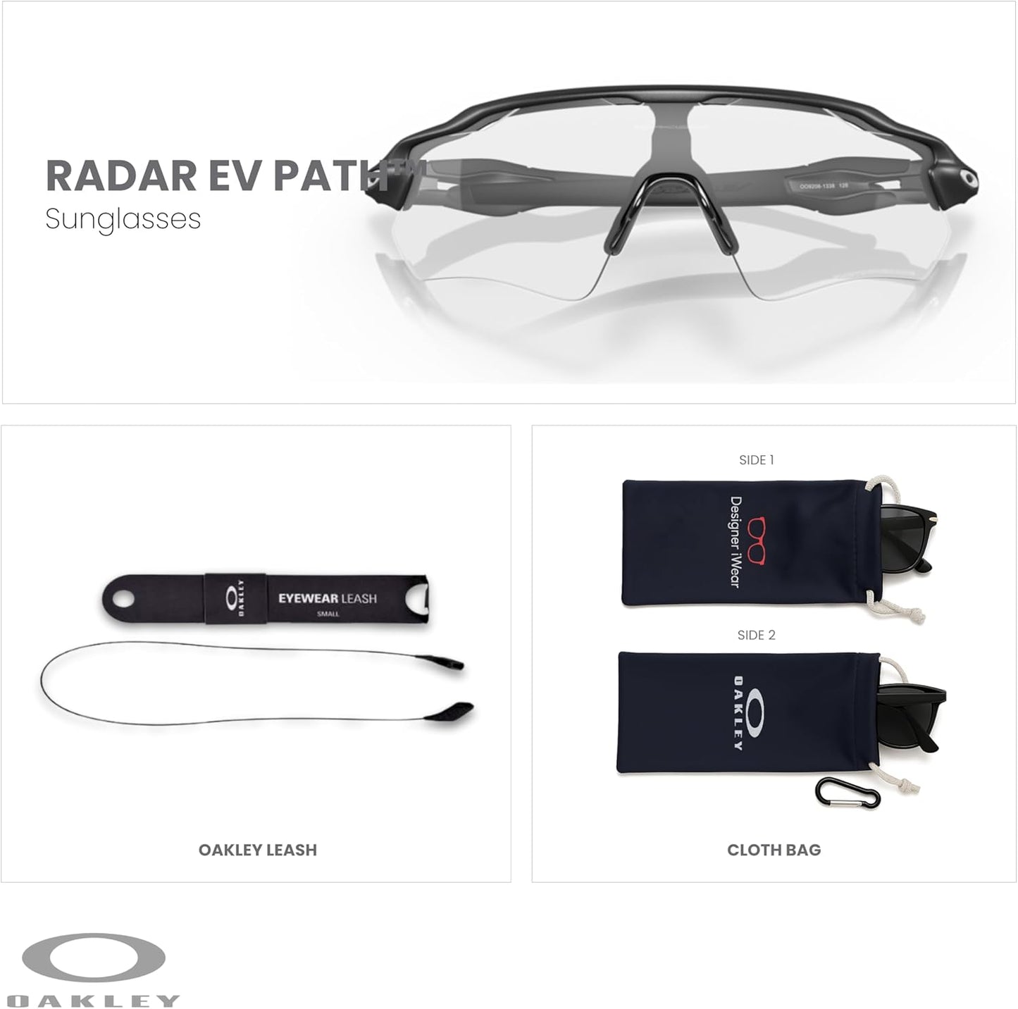 OAKLEY Radar EV Path OO9208 Sunglasses For Men+ Bundle Accessory Leash Kit, Microfiber Pouch