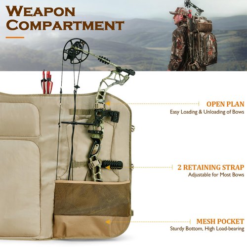 NEW VIEW Bow Hunting Backpack with Bow Holder, Camo Hunting Backpacks for Men, Large Saddle Hunting Pack for Compound Bow, Bow Hunting Accessories Gear