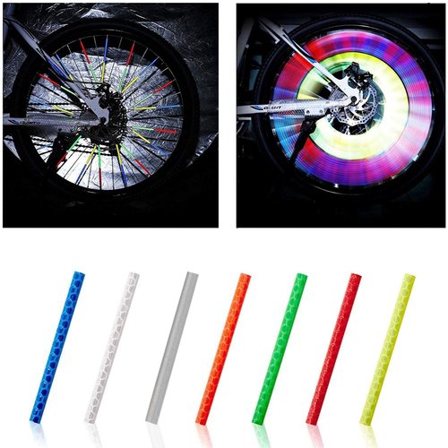 SOPINEKO 72Pcs Spoke Reflectors Wheel Decoration Warning Spoke Skin Covers Trim Wrap Cover Pipe for Night Cycling Riding Motocross Pit Dirt Bike Motorcycle (Blue)