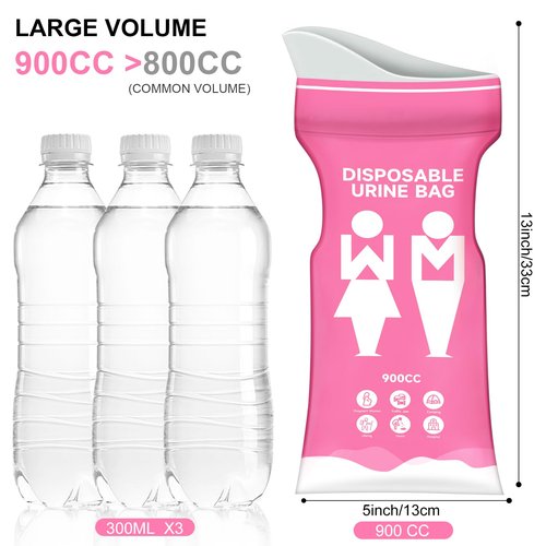 Ymiumre 10 Pack Disposable Urine Bag, 900ML Pee Bags for Travel for Men Women, Disposable Urinal Bags and Vomit Bags, Pee Bag for Traffic Jams, Camping, Pregnant, Patient