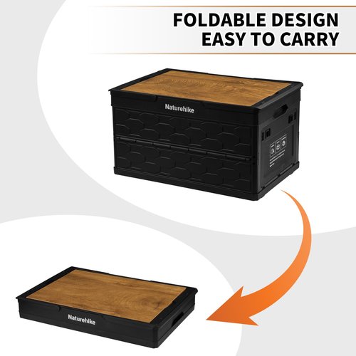 Naturehike Lispace Camping Table with Storage Box, 50L Collapsible Trunk Organizer with Lid, Folding Storage Bin for Camping Picnic Home