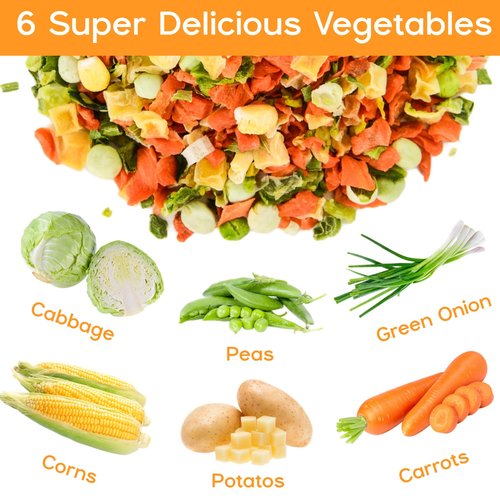 Dehydrated Dried Vegetables Ramen Toppings - 6.35oz Natural Mixed Vegetable Flakes, Noodle Soup, No Gluten& No Allergen, Freeze Dry Veggie for Cooking, Emergency Supply