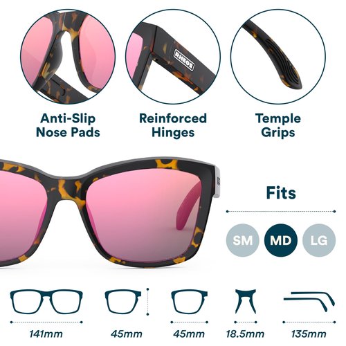 Rheos Lana | Tortoise | Rose | Floating Polarized Sunglasses | 100% UV Protection | Water Sport Sunglasses | Anti-Glare | Unisex-Adults