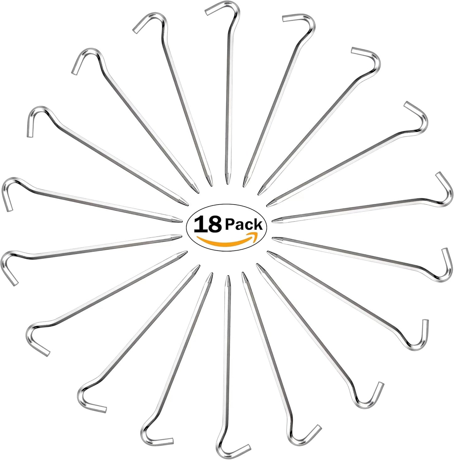 Tent Pegs - Aluminium Tent Stakes Pegs with Hook - 7’’ Hexagon Rod Stakes Nail Spike Garden Stakes Camping Pegs for Pitching Camping Tent, Canopies