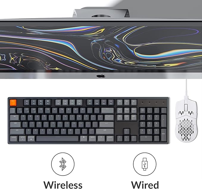 Keychron K10 RGB Full Size Layout Hot-Swappable Mechanical Keyboard for Mac Windows, Multitasking 104-Key Bluetooth Wireless/USB Wired Gaming Keyboard with Keychron K Pro Red Switch Aluminum Frame