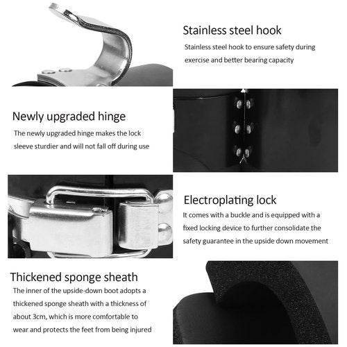 KooingTech 220.5lb Inversion Boots, Anti Gravity Boots for Hang Upside Down, Upside Down Shoes for Pressure Relief with 30MM Comfortable Foam Padding and Locking Clips, 7.9X5.5IN