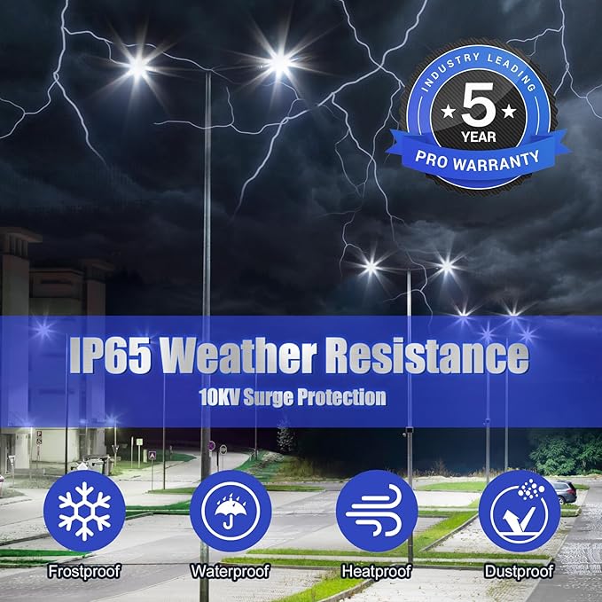 BBESTLED 400W LED Parking Lot Light Dusk to Dawn Outdoor Lighting Arm Mount 56000LM IP65 UL & DLC Commercial Light for Street Stadium Tennis Court 5000K (100-277VAC Input), LED Shoebox Light