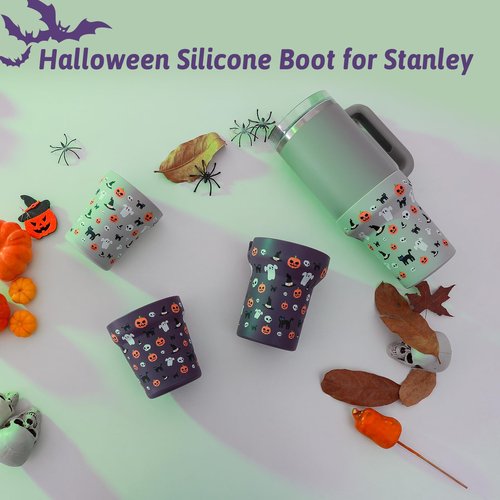Thxbag Silicone Boot for Stanley Cup 30oz&20oz, Halloween Boot Sleeve Cover Fit with Stanley H2.0 and Quencher Adventure Tumbler Accessories (Cream, 30oz&20oz)
