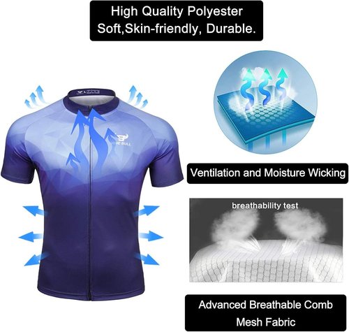 Men's Cycling Jersey Set - Reflective Quick-Dry Biking Shirt and 3D Padded Cycling Bike Shorts