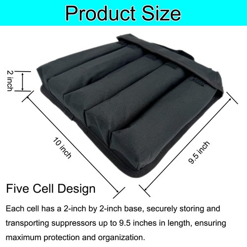 newganbo 5 Cell Suppressor Pouch Silencer Transport bag Suppressor Storage Case Durable & Lightweight for Range and Tactical Use
