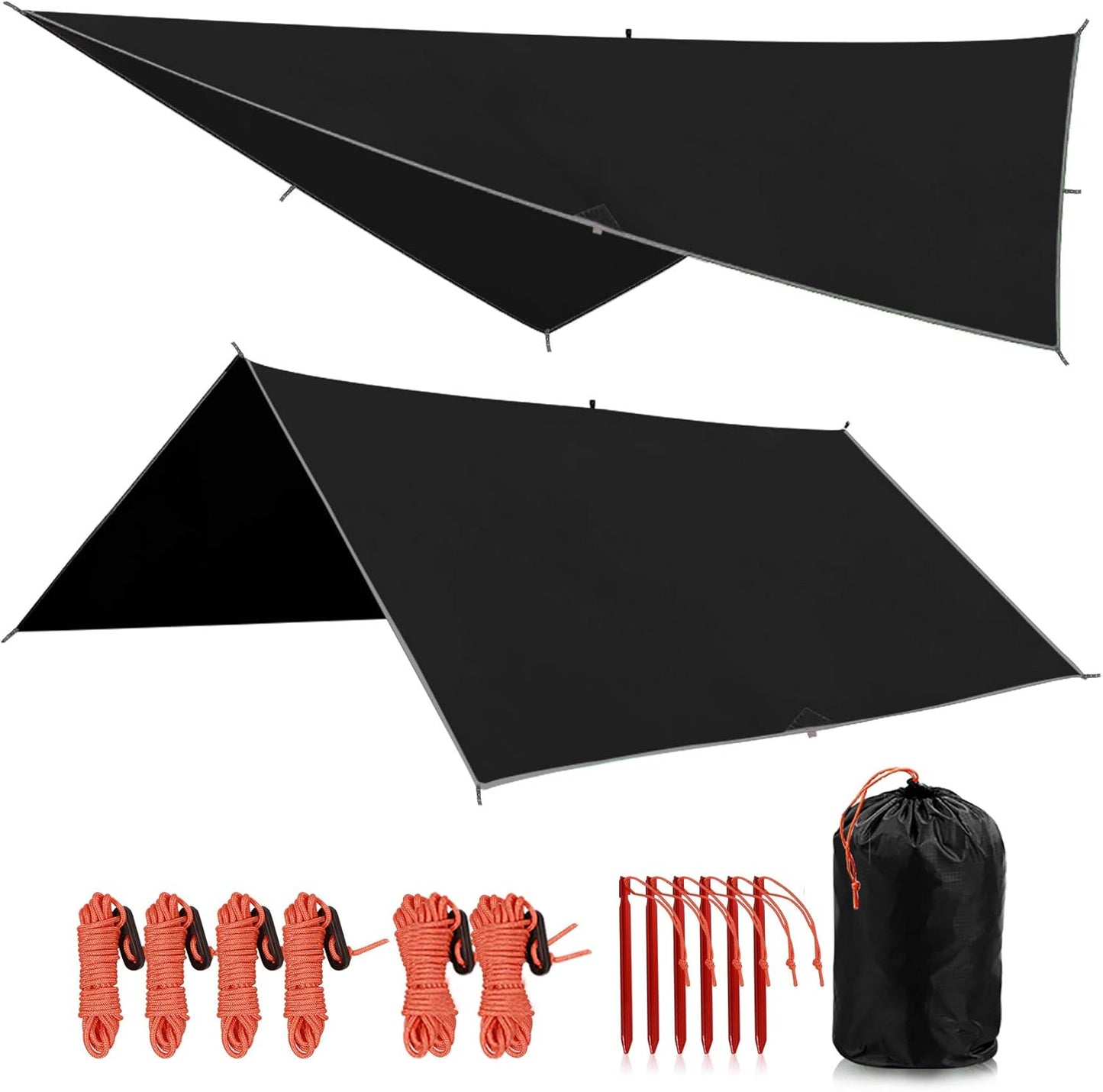 REDCAMP Hammock Rain Fly Camping Tarp Waterproof, 10x10ft Lightweight Backpacking Rain Tarp Shelter for Hiking Outdoor, Green