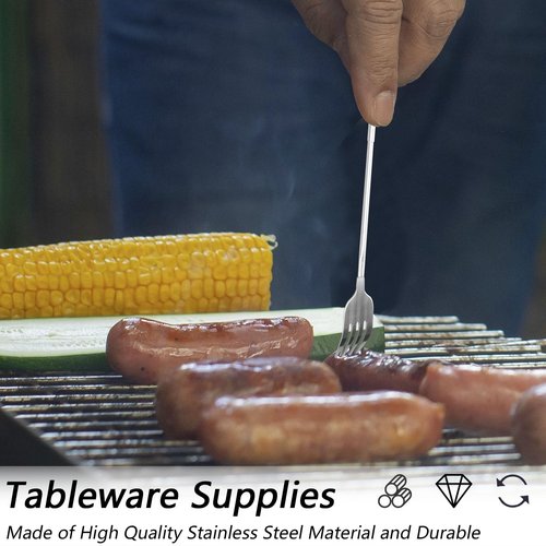 OXDFK 2 PCS Telescopic Fork Spoon Set, Stainless Steel, Extendable 25.3 In, BBQ Dinner Fruit Dessert, Camping Flatware