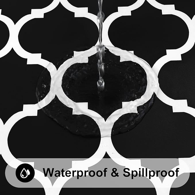 Smiry Rectangle Picnic Table Cover, Waterproof Elastic Fitted Camping Tablecloths for 6 Foot Tables, Wipeable Flannel Backed Vinyl Tablecloth Protector for Indoor, Outdoor (Black, 30x72 Inches)