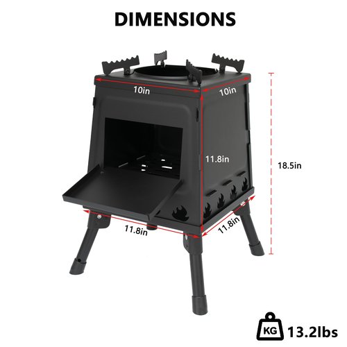 Camping Wood Stove, Portable Wood Burning Stove, Backpacking Folding Camp Tent Heat Mini Outdoor Stove with Carrying Bag, for Cooking Heating Picnic hiking BBQ Travel RV (Large)