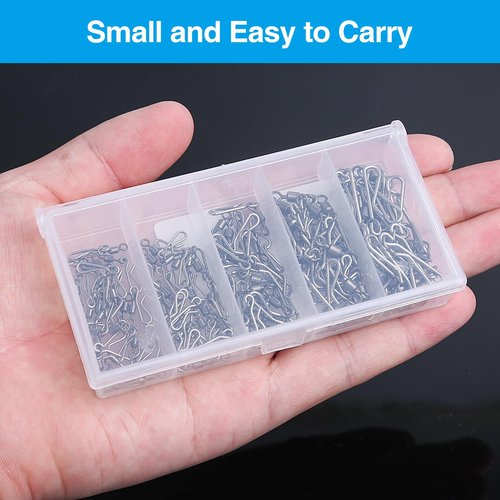 Realure 100 Pcs/5 Sizes Quick Change Fishing Rolling Connector Fishing Swivel with Hanging Snaps 4# 6# 8# 10# 12# Sea Fishing Snap Barrel Swivels and Clips for Connecting Fishing Lure & Line