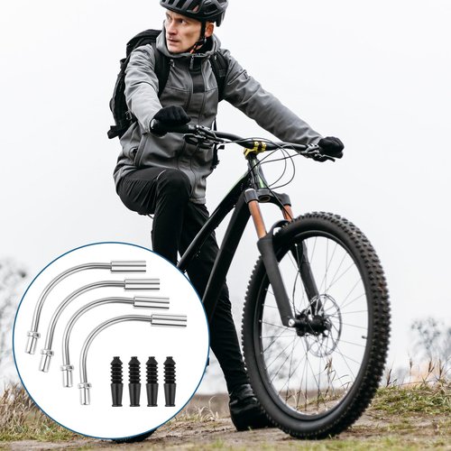Bike V Brake Noodle Cable Guide Pipe 8Pcs Brake Noodle Cable Guide Pipe and End Caps Accessories with Rubber Boots for Mountain and Road Bicycle