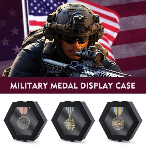 BiJun Medal Display Case, Medal Display Case Hanger Shadow Box for Medals Race Medal Display of Sports Medals Track Field Spartan Races Running Marathons (Black 6pc)