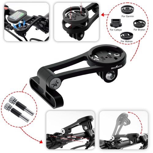 BIKOOCO Out Front Adjustable Bicycle Mount - Bike for Garmin Extended Mountain Bike Computer Road Mountain Cycling GPS Combo Extended Bike Accessories for 38mm Handlebar
