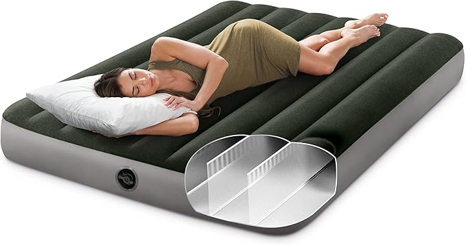 Intex 64778E Dura-Beam Standard Prestige Air Mattress: Fiber-Tech – Full Size – Hand-Held Battery Pump – 10in Bed Height – 600lb Weight Capacity (Pack of 3)
