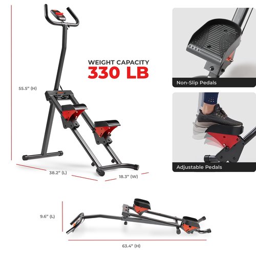 Sunny Health & Fitness Smart Foldable Cardio Stair Stepper, Vertical Climber Exercise Machine for Home Workout, Extended Step Range, 330 lbs. Max Weight, Connection w/Free SunnyFit App – SF-S024035