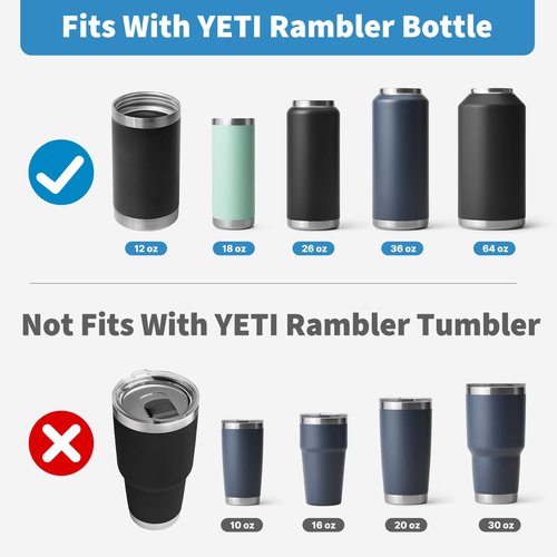 Diumepo Straw Lid for Yeti Rambler 12 18 26 36 64 oz Water Bottle, Replacement Straw Cap with Straw for Yeti Rambler Bottle, Dust Cover, Flexible Handle (Black)