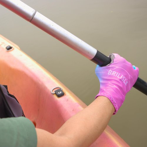 BRILISLE Fishing Gloves for Women UPF 50+, Sun Uv Protection Fingerless Anti-Slip Gloves for Kayaking Paddling Hiking Sailing Rowing Driving Canoeing PIM