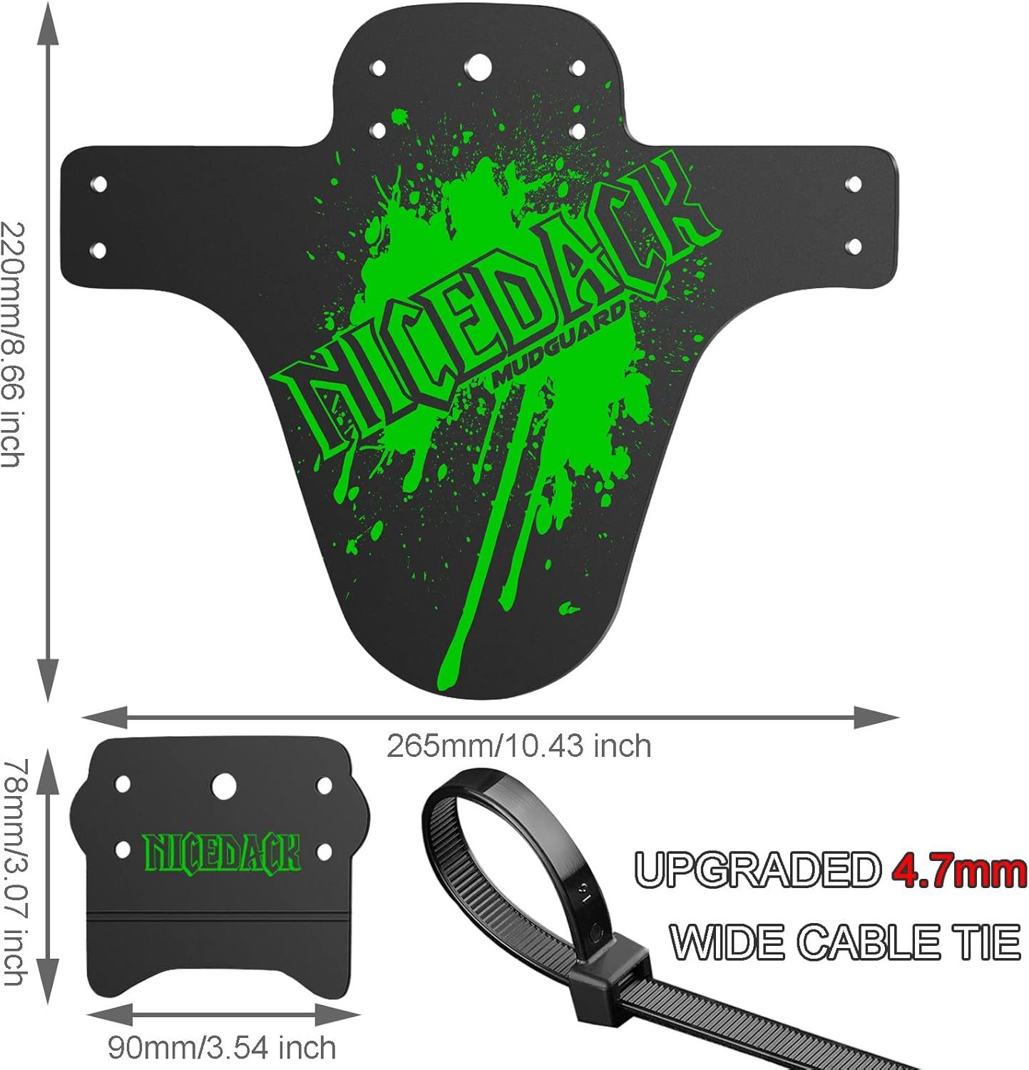 NICEDACK Bike Fender, Adjustable MTB Mud Guard, Front and Rear Compatible Mudguards, Fits 650B 20" 26" 27.5" 29 inch Fat Tire Bikes and All Disc Brake Bicycles