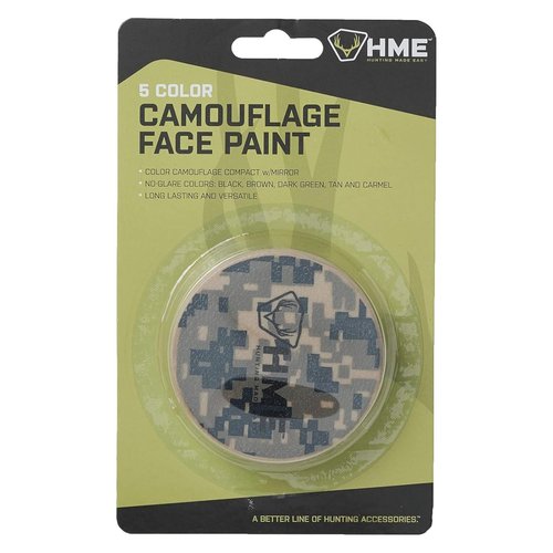 HME Camo Face Paint Kit with Mirror - Long-Lasting Non-Glare Easy-to-Use Concealment Makeup for Hunting in Compact Case, 3 Colors